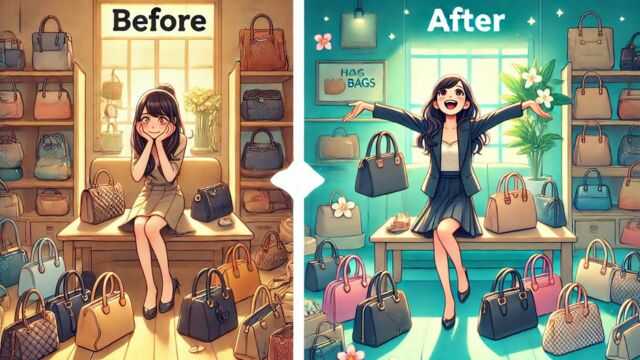 Before→After バッグレンタル