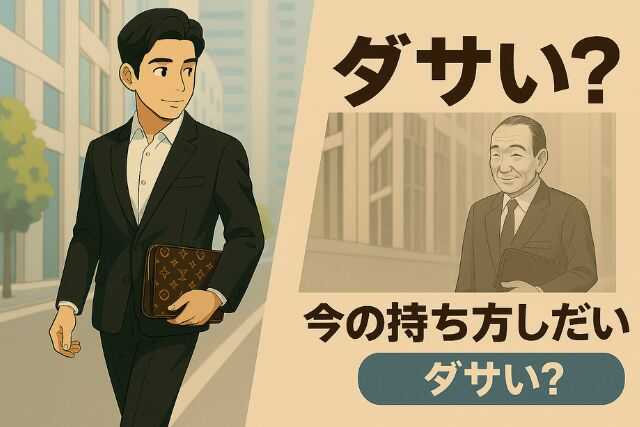 現代と80年代のヴィトンバッグ使用者を比較したビジュアル対比イメージ